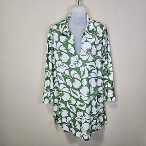 Carve Designs Cotton Coverup M Hibiscus Tropical Mini Dress Tunic Beach Vacation